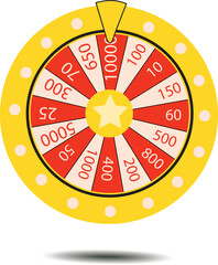 Wheel of fortune lottery luck illustration Casino gambling. Win the roulette of luck. Leisure gambling.