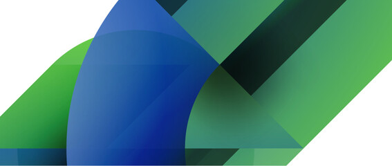 Fototapeta premium Geometric fusion - abstract harmony of triangles and circles in minimalist background design. Shapes and lines design for wallpaper, banner, background, landing page, wall art, invitation, prints