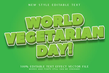 world vegetarian day editable text effect emboss modern style