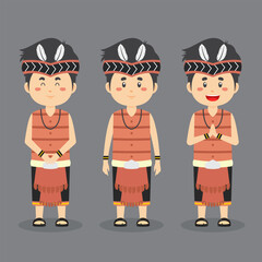 West Kalimantan Character with Various Expression