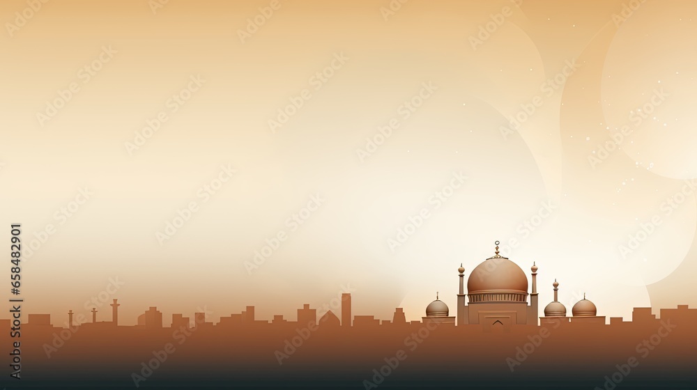 Wall mural Illustration of the beautiful shiny mosque and ramadan islamic culture icon. - Wall murals