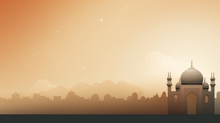 Obraz premium Illustration of the beautiful shiny mosque and ramadan islamic culture icon.