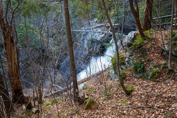 Raymondskill Falls at Delaware Water Gap National Recreation Area in early winter.