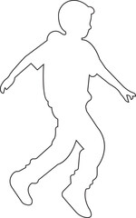 black line Running kid child silhouette icon, vector silhouette design, isolated on transparent background.