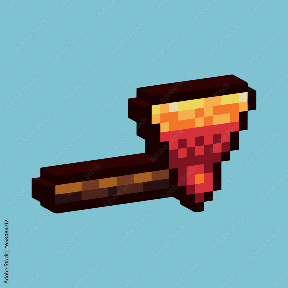 Fototapete isometric pixel art 3d of axe for items asset. axe on pixelated style.8bits perfect for game asset o