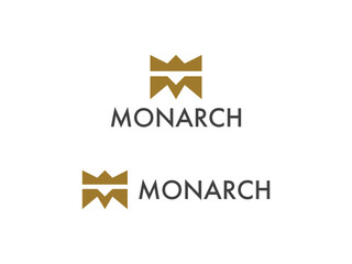 Obraz premium luxury royal letter M majestic crown monarch medieval gold logo design