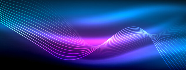 Glowing neon wave abstract background - vibrant, luminescent waves pulsate in a captivating and electrifying display