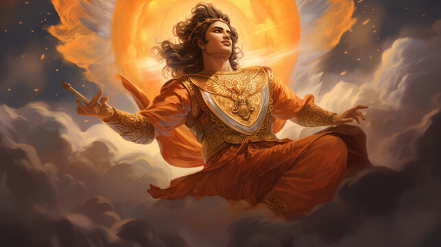 illustration of Indra in heaven is beautiful