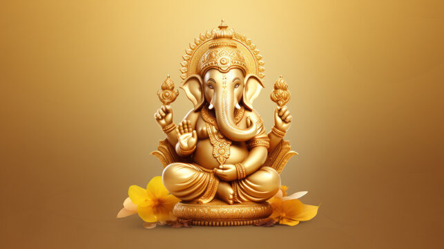 illustration of Golden Lord Ganesha so beautiful and perfection