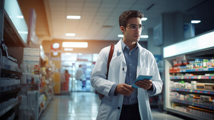 Fototapeta premium Doctor shopping in the supermarket