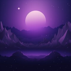 Purple night landscape, image of nature, sky, mountains