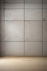 Empty room interior background, concrete wall and wooden paneling, wooden