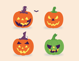 Vector set Pumpkin isolated on white background