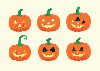 Vector set Pumpkin isolated on white background