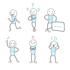 set of cartoon , funny Stickman, Vector illustration. character of man and person, Vector, Person