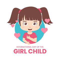 Vector Graphic of Cute little kid girl show love and happy good for International Day of the Girl Child