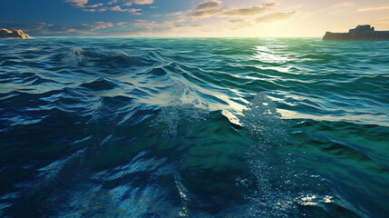 Calm Ocean Water and Small Waves Selective Focus Background