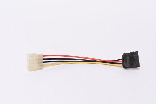 Hard disk drive power cables isolated on a white background