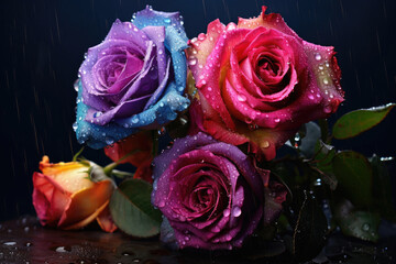Roses with water drops