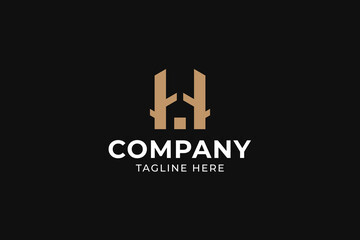 letter H tree house modern logo vector design