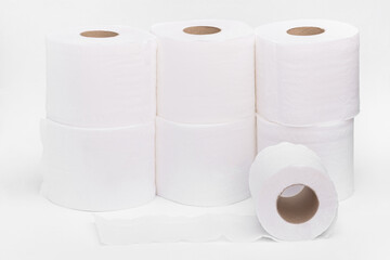 Tissue paper roll on white background