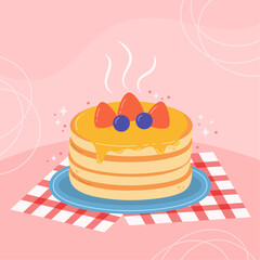 Flat design of cute pancake day illustration
