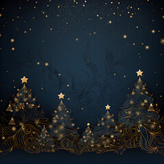 Elegant Christmas Themed Design over Blue Background with Gold