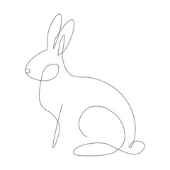 Continuous one rabbit simple one line outline vector art drawing