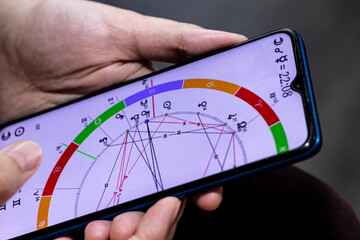 Natal chart on the smartphone screen