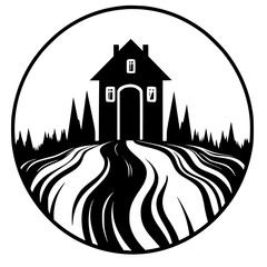 Silhouette haunted house, castle , Halloween, vector, Line art, illustration, black