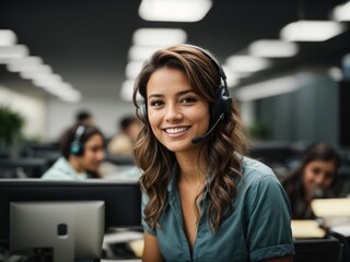 Happy Asian Woman Working as Helpdesk Support