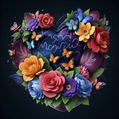 frame with roses and butterflies