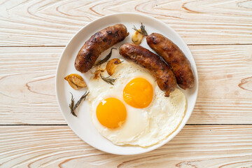 double fried egg with pork sausage