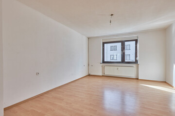 Empty Interior with white walls and Wooden Parquet 
