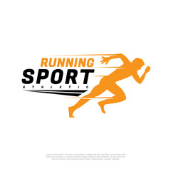 Run Athletic logo design concept, sport logo template