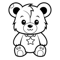 Naklejka premium Kawaii Cute Bear Handdrawn Coloring Page Illustration