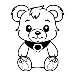 Kawaii Cute Bear Handdrawn Coloring Page Illustration