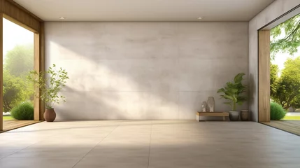 Plexiglas keuken achterwand Donkergrijs Generative AI : Modern contemporary loft empty room with open door to garden