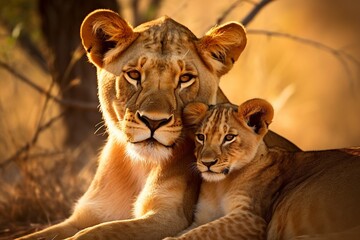 Generative AI : Lioness and cub in the South Africa