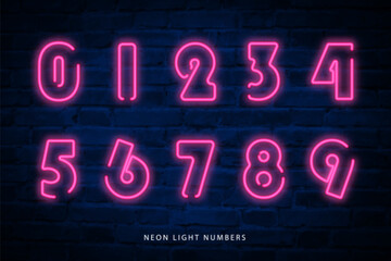 Neon light effect number outline typography text design