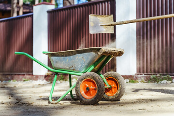Garden Metal Wheelbarrow Cart Garden Tool Equipment Agricultural Cart Farm Flat Lawn Ground...