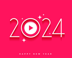 2024 new year greeting background with play button design