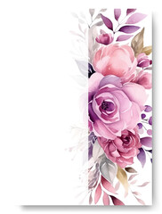 Wedding invitation card with pink peony floral design. Botanic card design concept