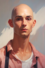 Serene Bald Figure Portrait