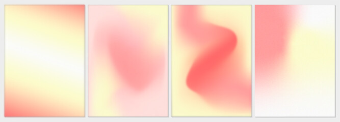 Fototapeta premium Soft gradient background collection in warm pastel pink and yellow colors. Modern banner with grainy blurred effect. Vector design for covers, wallpapers, branding and other projects.