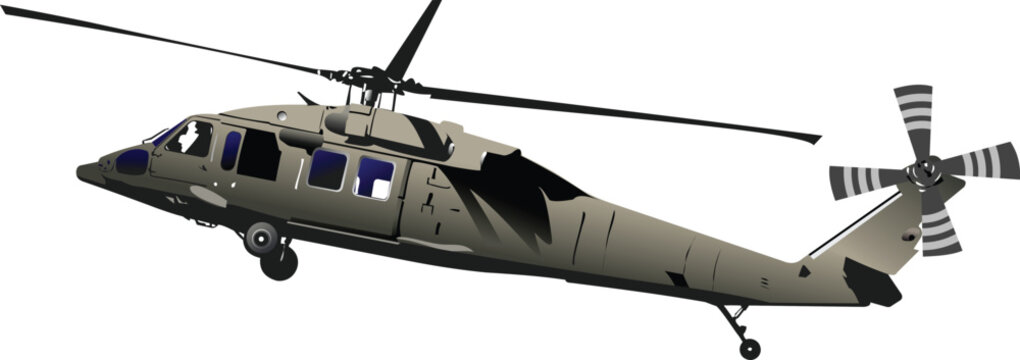 Air force. Combat helicopter. Vector 3d illustration