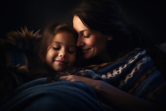 A little girl and her mother sharing a joyous moment