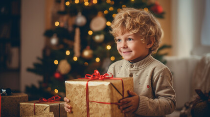 children with Christmas presents