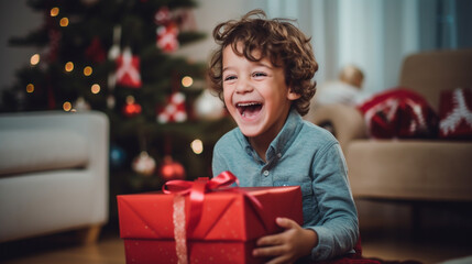 Obraz na płótnie Canvas children with Christmas presents