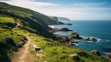 Deurstickers Irish landscape. Coastline atlantic ocean coast scenery. © LaxmiOwl